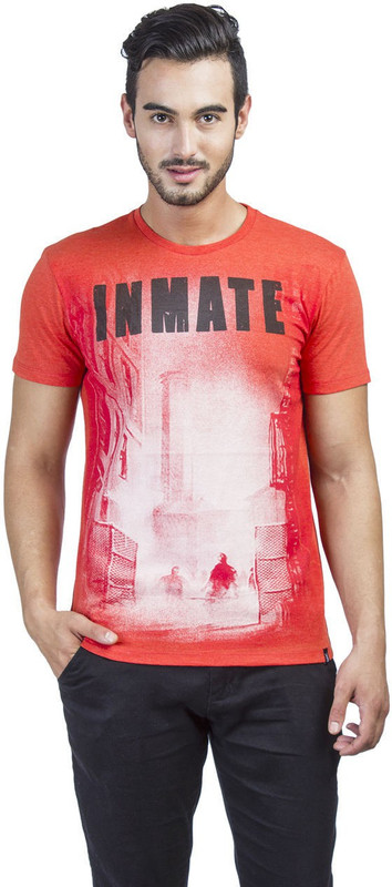 Batman Printed Men Round or Crew Orange T-Shirt