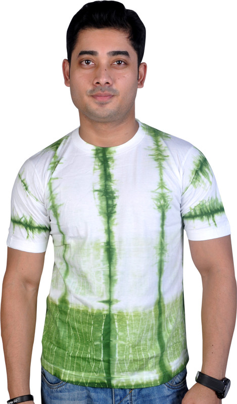 MC Printed Men Round Neck Green, White T-Shirt