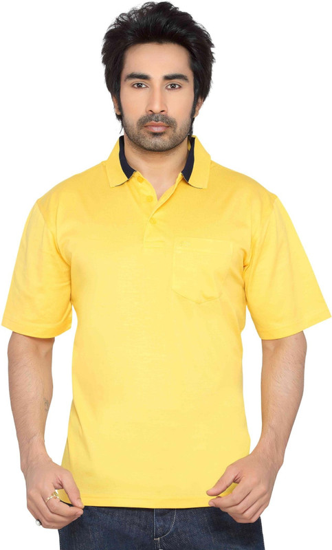 Thinc Solid Men Polo Neck Yellow T-Shirt