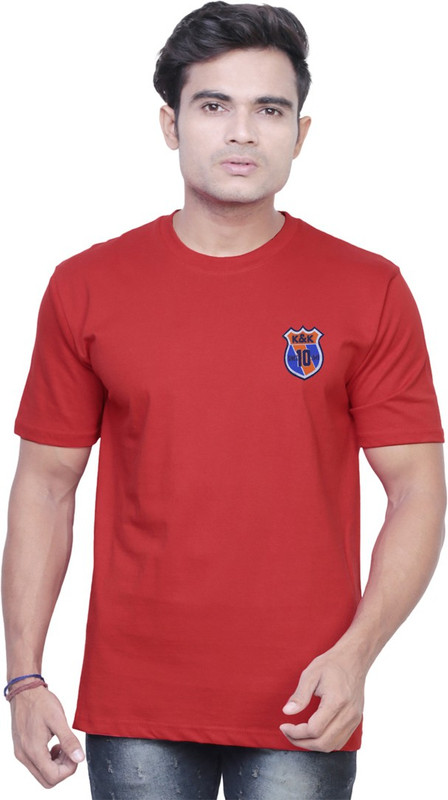Fashionable Solid Men Round Neck Red T-Shirt