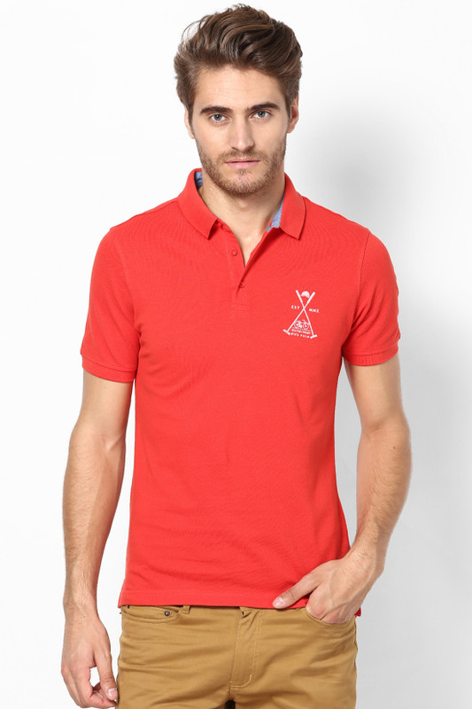 Srota Solid Men Polo Neck Red T-Shirt