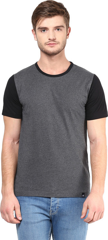 Bukkl Solid Men Round Neck Black T-Shirt
