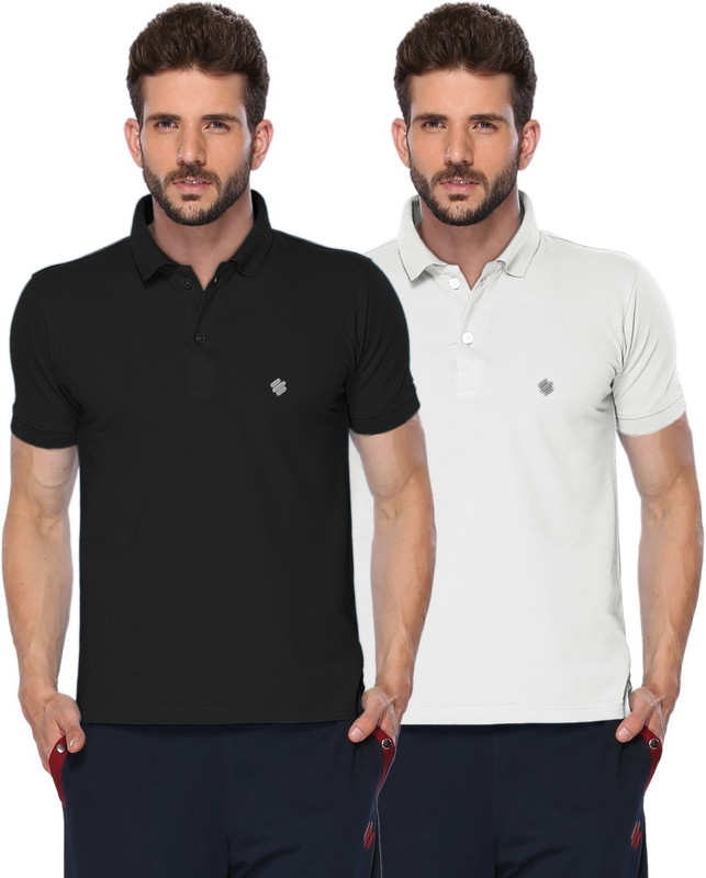 ONN Solid Men Polo Neck Black, White T-Shirt(Pack of 2) ONN Solid Men Polo Neck Black, White T-Shirt(Pack of 2)
