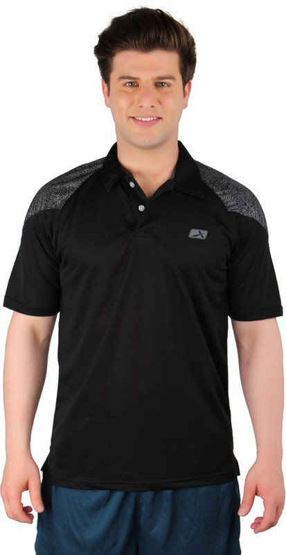 Vector X Solid Men Polo Neck Black T-Shirt
