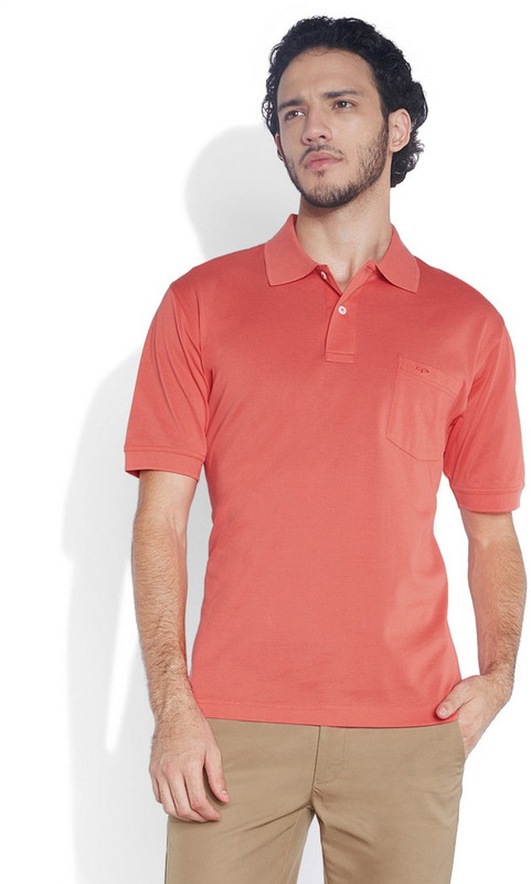 ColorPlus Solid Men Polo Neck Orange T-Shirt