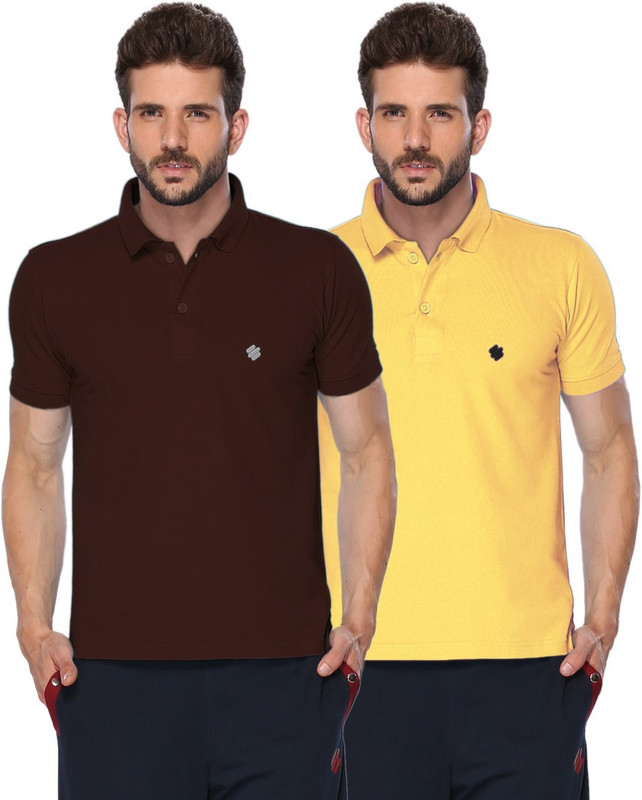 ONN Solid Men Polo Neck Brown, Yellow T-Shirt(Pack of 2) ONN Solid Men Polo Neck Brown, Yellow T-Shirt(Pack of 2)