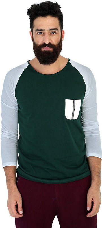 Mr Button Solid Men Henley Dark Green T-Shirt