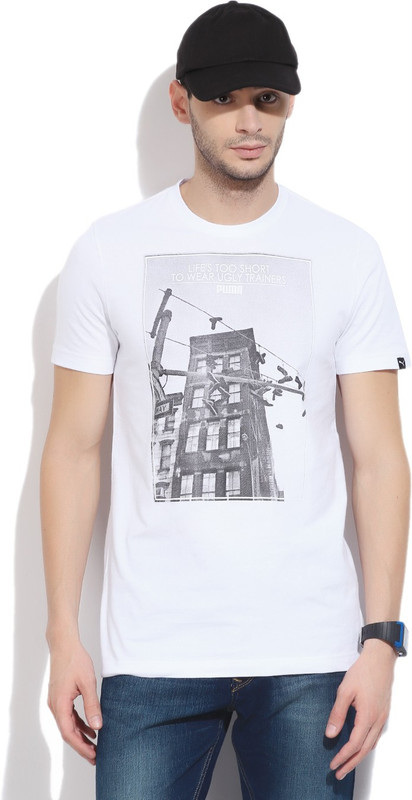 Puma Graphic Print Men Round Neck White T-Shirt