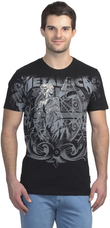 Metallica Printed Men Round or Crew Black T-Shirt