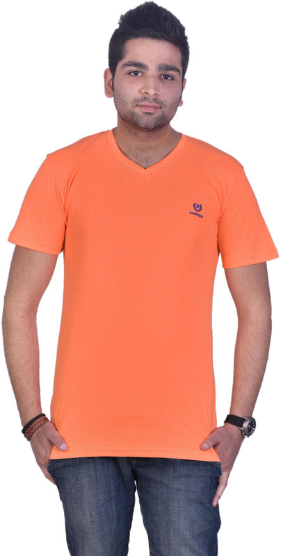 Colors & Blends Solid Men V-neck Orange T-Shirt Colors & Blends Solid Men V-neck Orange T-Shirt