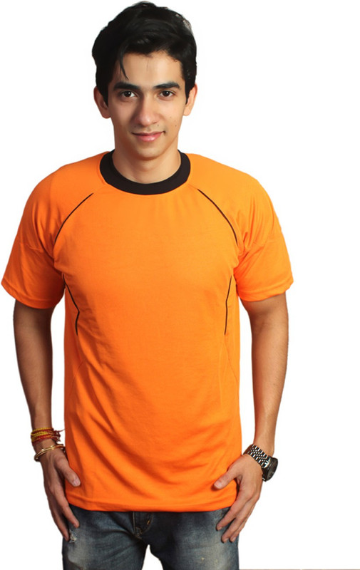 EPG Solid Men Round or Crew Orange T-Shirt