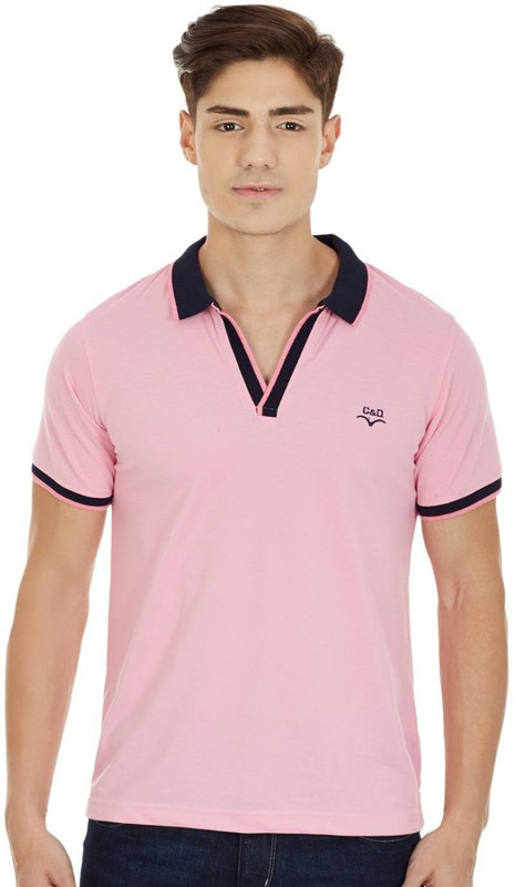 Cloak & Decker Solid Men Polo Neck Pink T-Shirt Cloak & Decker Solid Men Polo Neck Pink T-Shirt