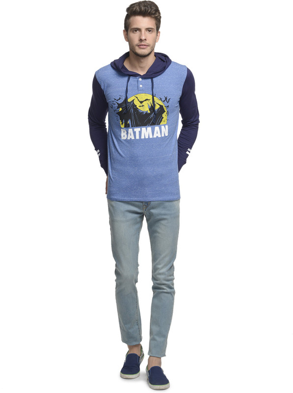 BATMAN By Free Authority Printed Men Round or Crew Blue T-Shirt