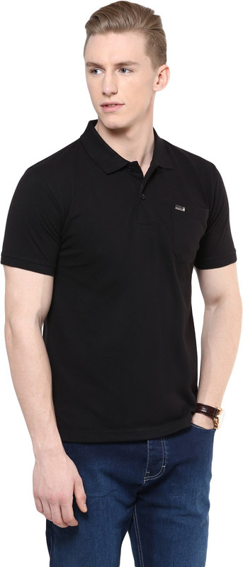 Fritzberg Solid Men Polo Neck Black T-Shirt