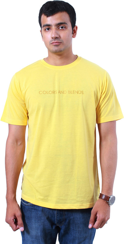 Colors & Blends Solid Men Round Neck Yellow T-Shirt Colors & Blends Solid Men Round Neck Yellow T-Shirt