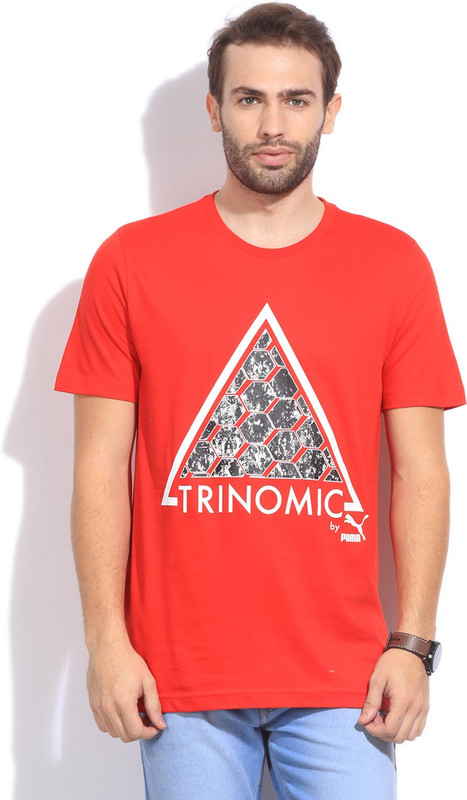 Puma Printed Men Round Neck Red T-Shirt