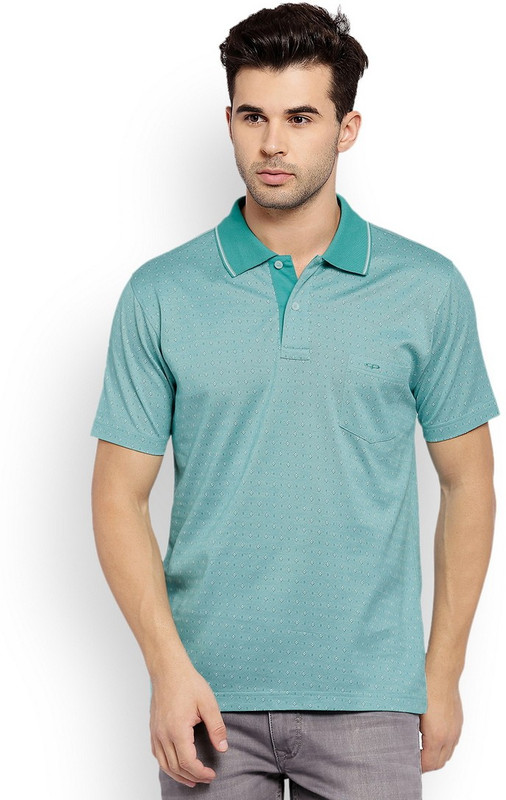 ColorPlus Printed Men Polo Neck Light Green T-Shirt
