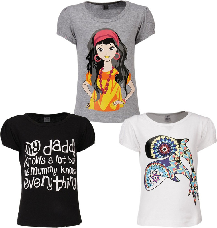 Gkidz Girls Printed T Shirt(Multicolor) RS.499 (73.00% Off) - Flipkart