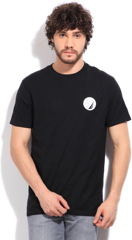 Nautica Printed Men Black T-Shirt