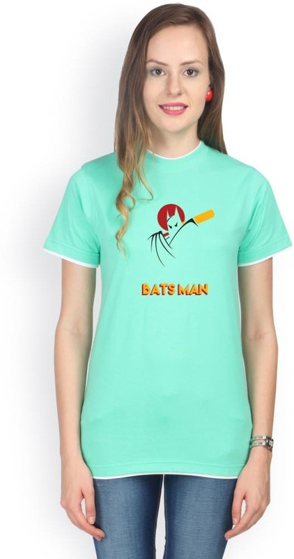 Campus Sutra Printed Women Round Neck Green T-Shirt