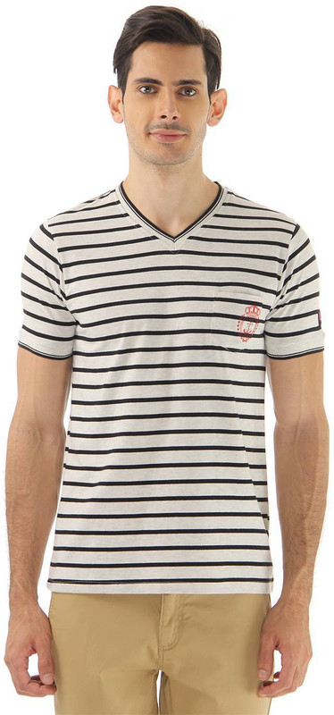 Cloak & Decker Solid Men V-neck Black, White T-Shirt Cloak & Decker Solid Men V-neck Black, White T-Shirt