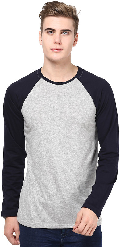 Izinc Solid Men Round Neck Grey, Dark Blue T-Shirt