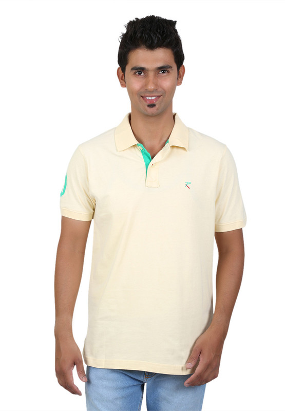 Red Line Solid Men Polo Neck Yellow T-Shirt