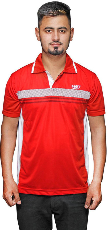 Port Solid Men V-neck Red T-Shirt