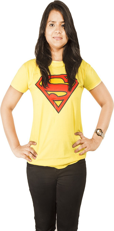 Mitra Creations Solid Women Round Neck Yellow T-Shirt