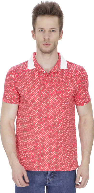 Pintapple Printed Men Polo Neck Red T-Shirt