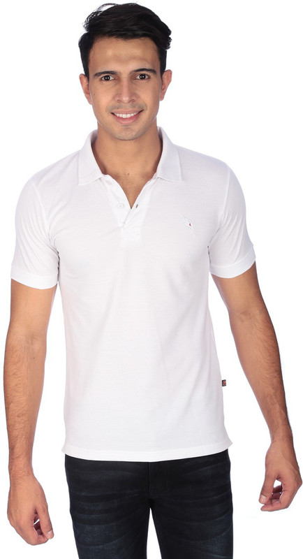 brown bird Solid Men Polo Neck White T-Shirt