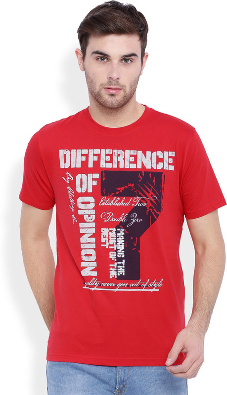 DIFFERENCE OF OPINION Printed Men Round Neck Red T-Shirt