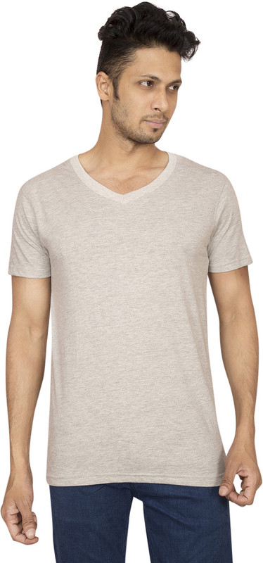 Red Line Solid Men V-neck Grey T-Shirt