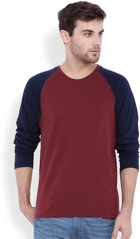 DIFFERENCE OF OPINION Solid Men Round Neck Maroon T-Shirt