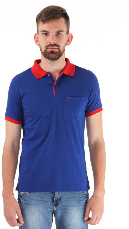 Cloak & Decker Solid Men Polo Neck Blue, Red T-Shirt Cloak & Decker Solid Men Polo Neck Blue, Red T-Shirt