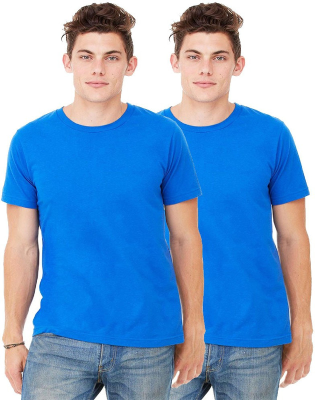 The Archer Solid Men Round Neck Blue T-Shirt(Pack of 2)