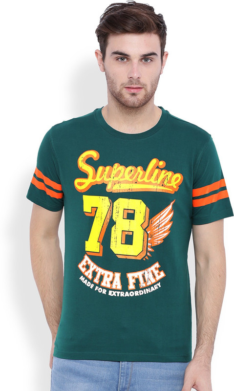 DIFFERENCE OF OPINION Printed Men Round Neck Dark Green T-Shirt