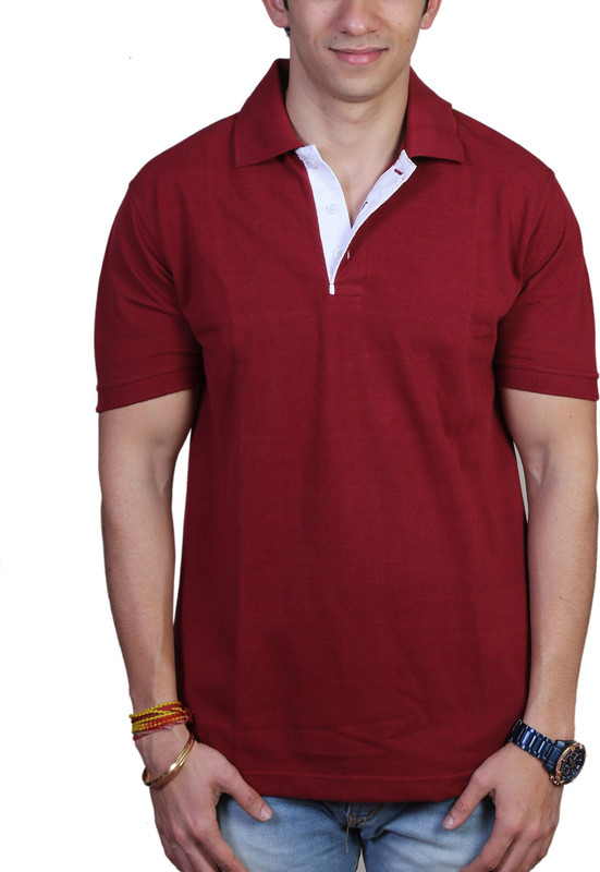 EPG Solid Men Polo Neck Maroon T-Shirt