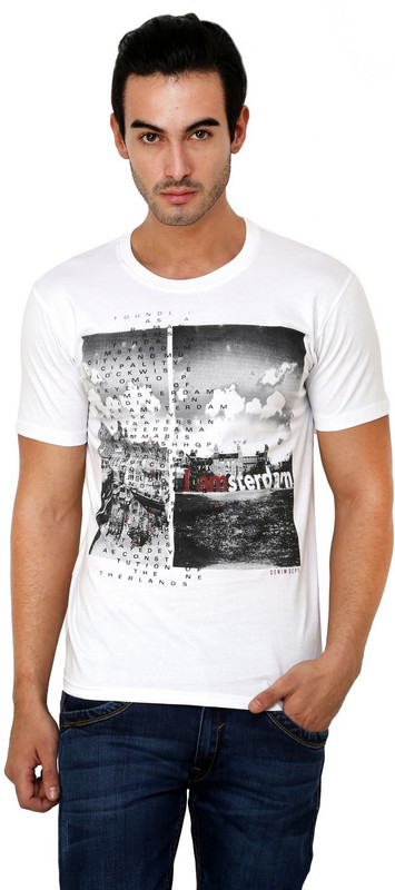 Okane Solid Men Round Neck White T-Shirt