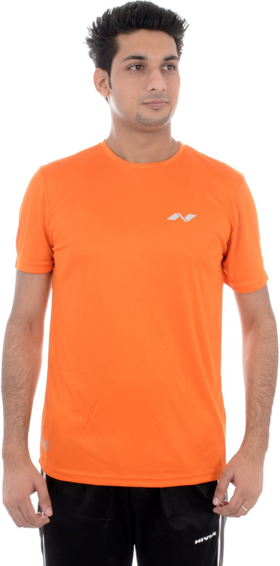 Nivia Solid Men Round Neck Orange T-Shirt