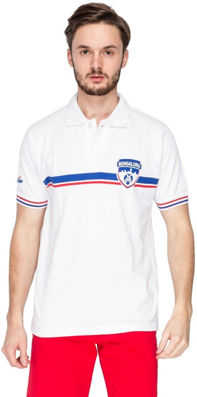 Bengaluru FC Solid Men Polo Neck White T-Shirt