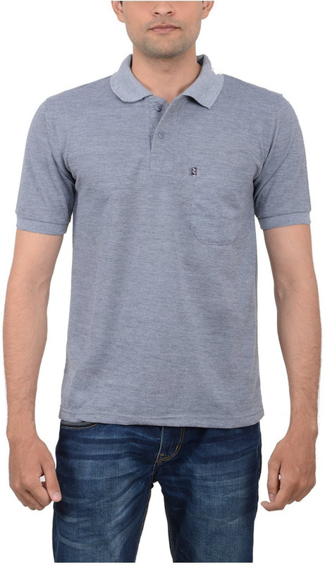 Japroz Solid Men Polo Neck Grey T-Shirt