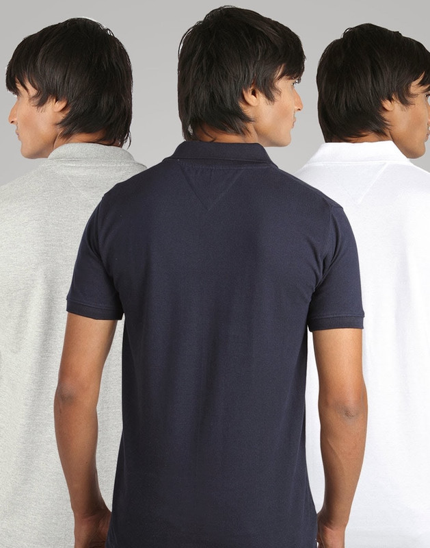 Campus Sutra Solid Men Polo Neck White, Blue, Grey T-Shirt(Pack of 3)