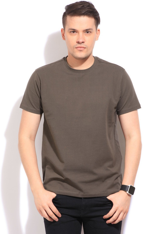 Global Nomad Solid Men Round Neck Brown T-Shirt