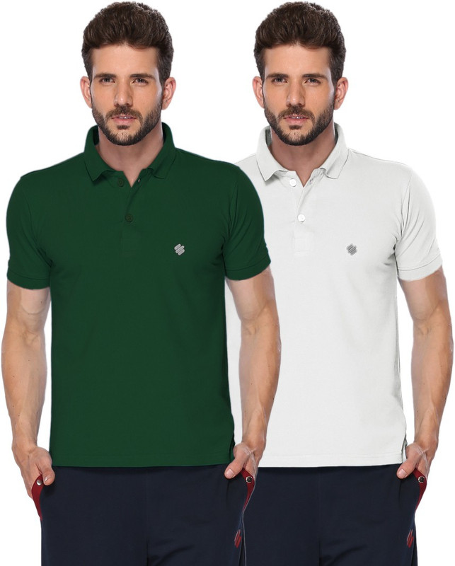 ONN Solid Men Polo Neck Green, White T-Shirt(Pack of 2) ONN Solid Men Polo Neck Green, White T-Shirt(Pack of 2)