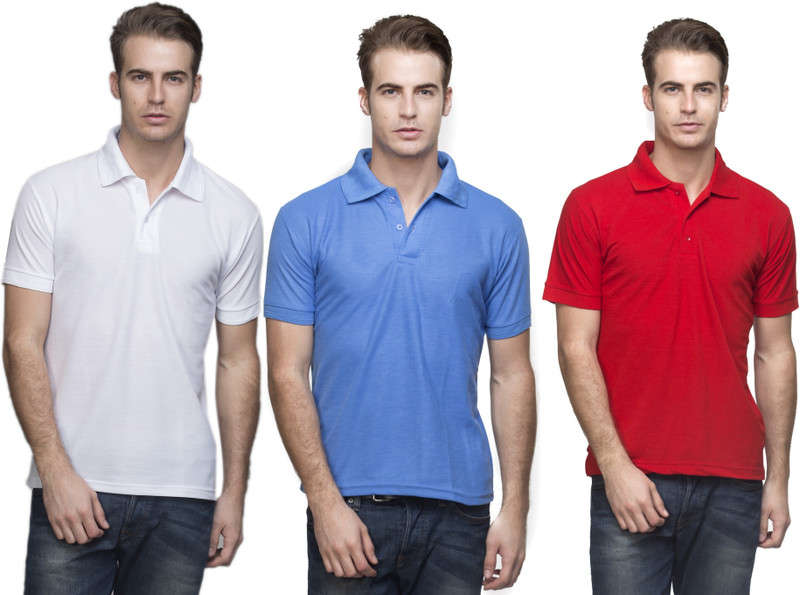 Lambency Solid Men Polo Neck White, Light Blue, Red T-Shirt(Pack of 3) Lambency Solid Men Polo Neck White, Light Blue, Red T-Shirt(Pack of 3)