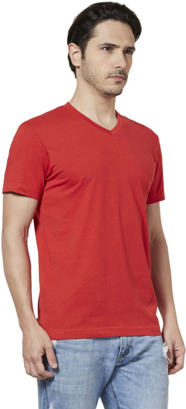 Tuna London Solid Men V-neck Red T-Shirt
