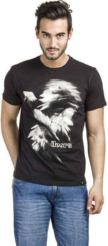 Doors Printed Men Round Neck Black T-Shirt