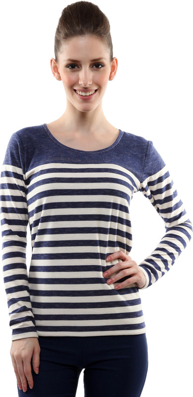 Miss Chase Casual Full Sleeve Striped Women's Dark Blue Top Miss Chase Casual Full Sleeve Striped Women's Dark Blue Top