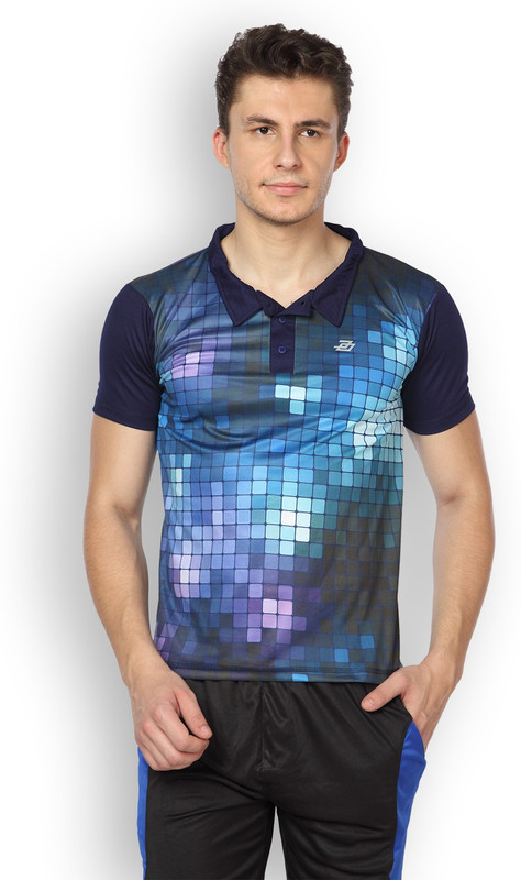 DIFFERENCE OF OPINION Graphic Print Men Polo Neck Dark Blue T-Shirt